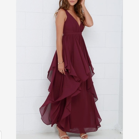 Lulus Dresses & Skirts - Lulu's Water Falling-For You Burgundy Maxi Dress